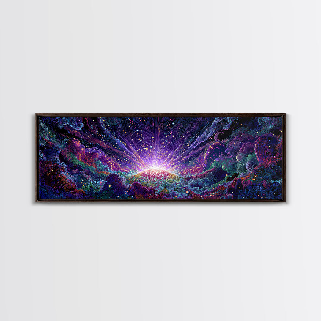Radiant Cosmic Sunrise Wall Art, Colorful Abstract Space Poster, Galaxy Canvas Decor, Modern Living Room Wall Art Print