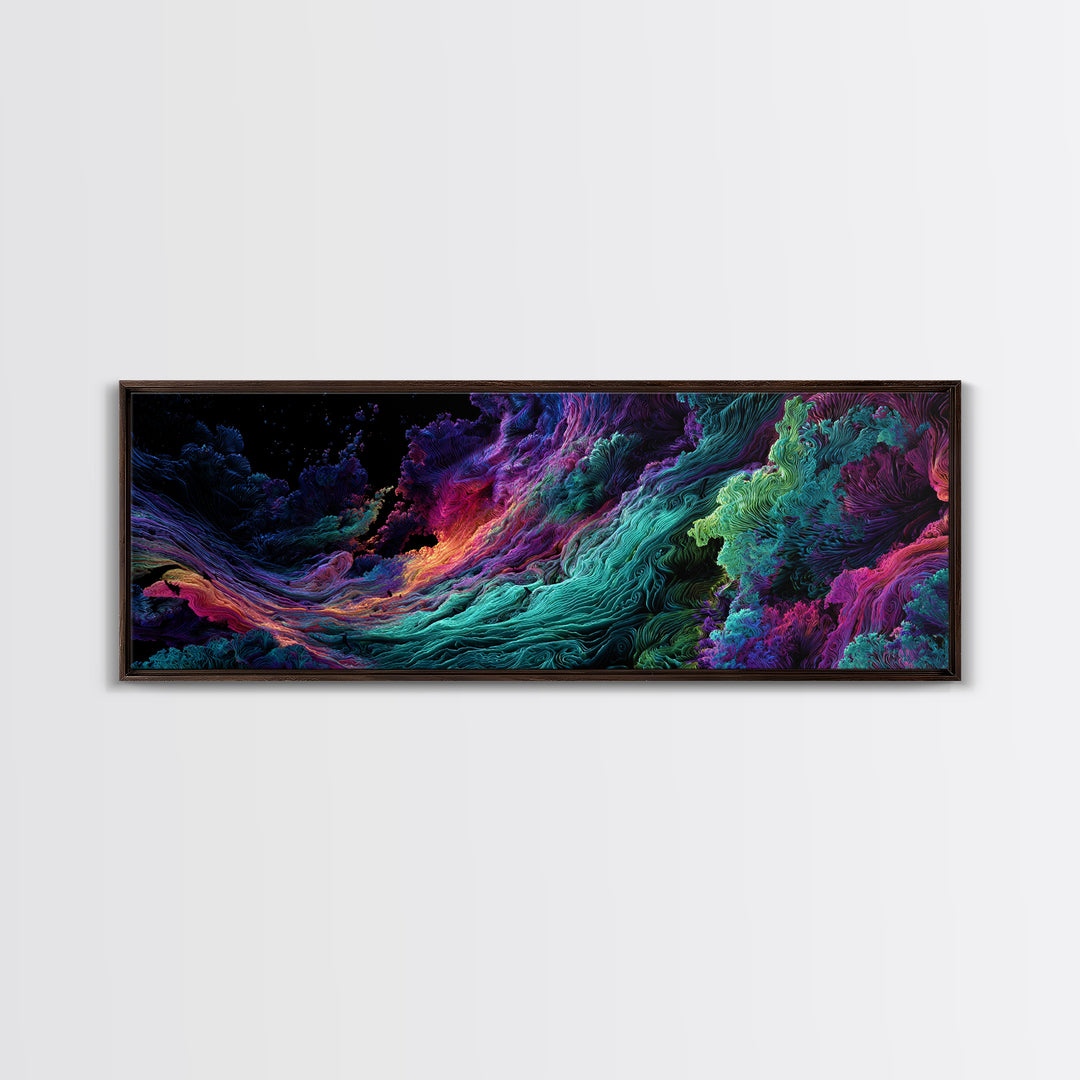 Vibrant Fractal Ocean Wave Canvas Print, Psychedelic Abstract Art, Colorful Wall Decor, Modern Statement Living Room Art