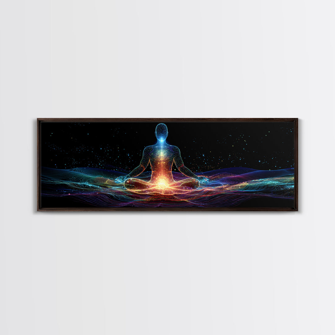 Cosmic Energy Meditation Wall Art, Celestial Yoga Decor, Psychedelic Space Art Print, Chakra Healing, Modern Spiritual Decor