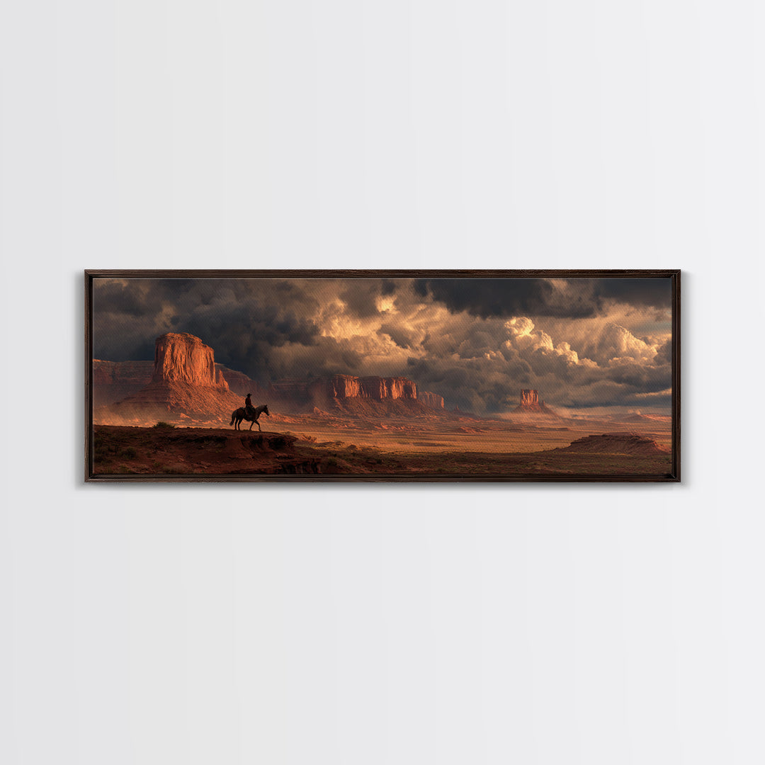 Stormy Western Mesa Canvas Print, Cowboy Desert Landscape Wall Art, Southwestern Decor, Rustic Living Room Wall Art Print