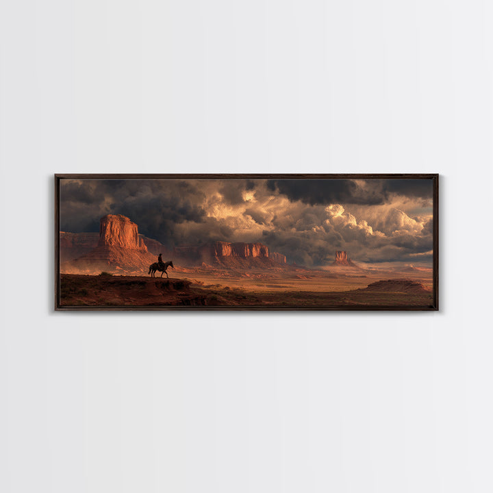 Stormy Western Mesa Canvas Print, Cowboy Desert Landscape Wall Art, Southwestern Decor, Rustic Living Room Wall Art Print