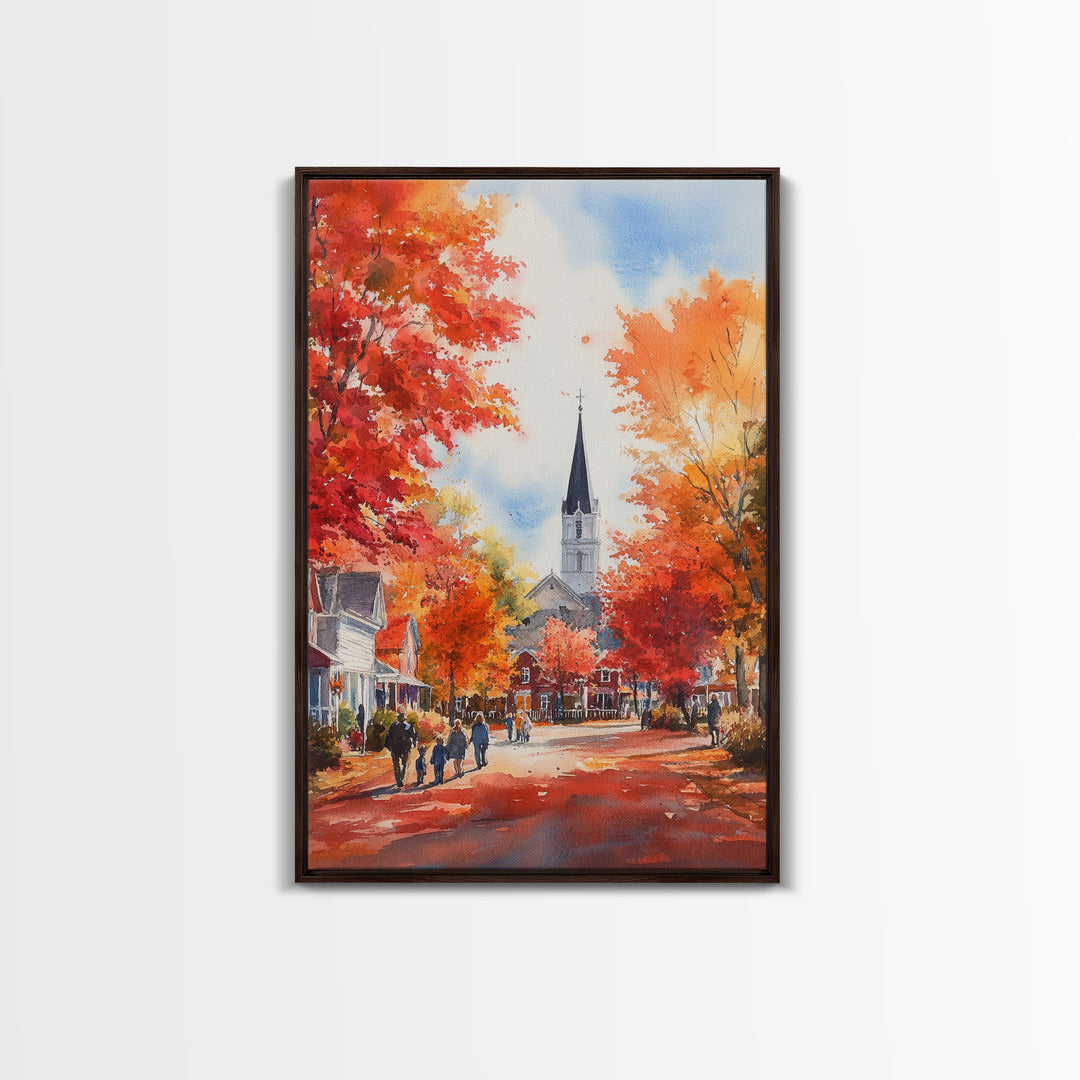 Rustic Red Barn And Tractor In Fall Landscape Framed Canvas Print Autumn Farmhouse Wall Art Seasonal Country Decor Holiday Wall Art