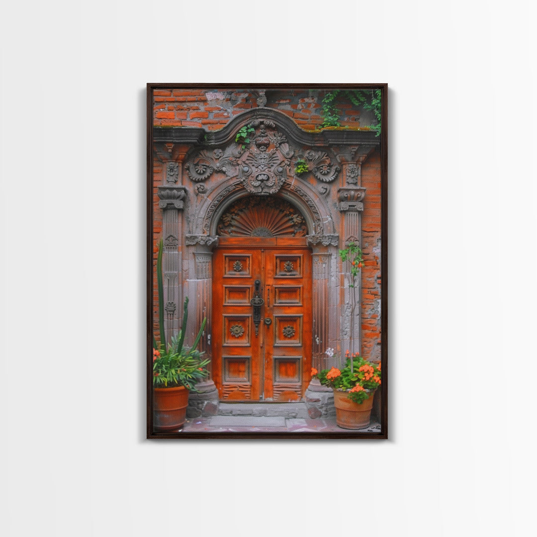 Change23. Mexican Wall Art, Framed Canvas Print, Old Town Mexico Architecture Wall Art, Framed Art