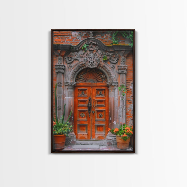 Change23. Mexican Wall Art, Framed Canvas Print, Old Town Mexico Architecture Wall Art, Framed Art