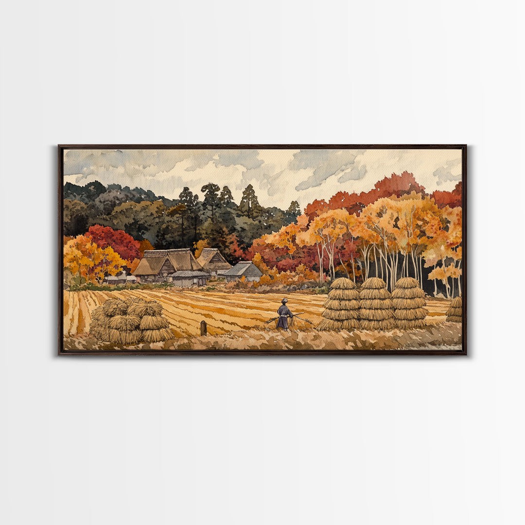 Harvest in Autumn Glory - holiday decor, rustic Christmas decor, country Christmas decor, Christmas scene art, seasonal wall art