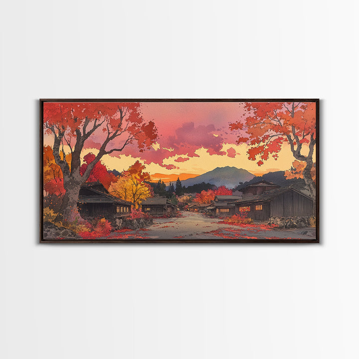 Fall farmhouse wall art, moody landscape, canvas print, rustic Christmas decor, holiday decor, gallery wall, seasonal wall art