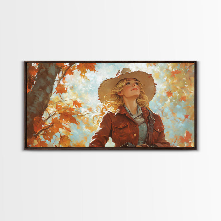 Serene Framed Canvas Print of Autumn Cottage Landscape, Moody Country Wall Art for Fall Home Decor, Perfect Autumn Gift Idea Seasonal Decor