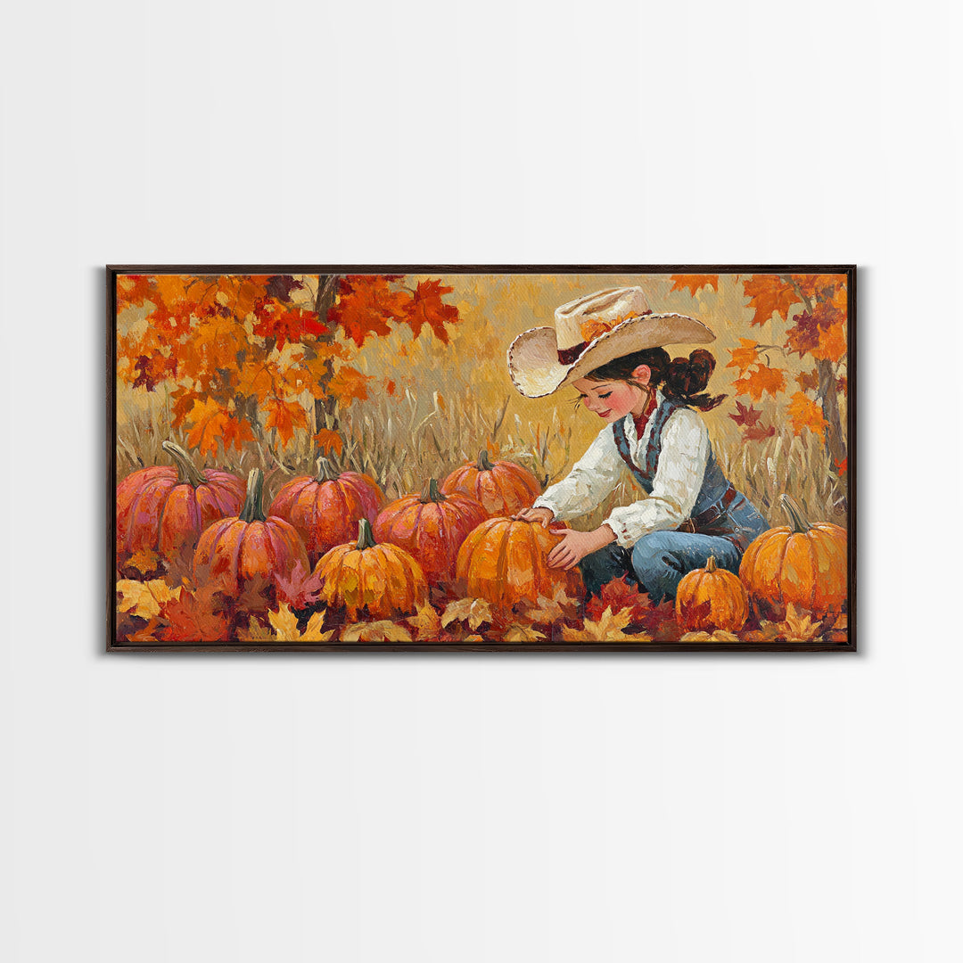 Framed Canvas Print colorful autumn landscape, vibrant fall foliage and misty morning setting, tranquil country home decor rustic wall art