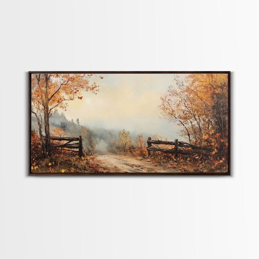 Nostalgic Farmhouse Christmas, Framed Canvas Print, Moody / Seasonal Autumn Centerpiece, Rustic / Primitive Wall Art