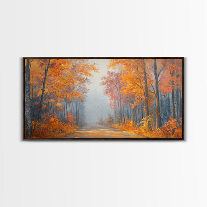 Fall In The Forest, Moody Landscape Painting, Watercolor Painting, Framed Canvas Print, winter wonderland wall art for cozy Christmas decor