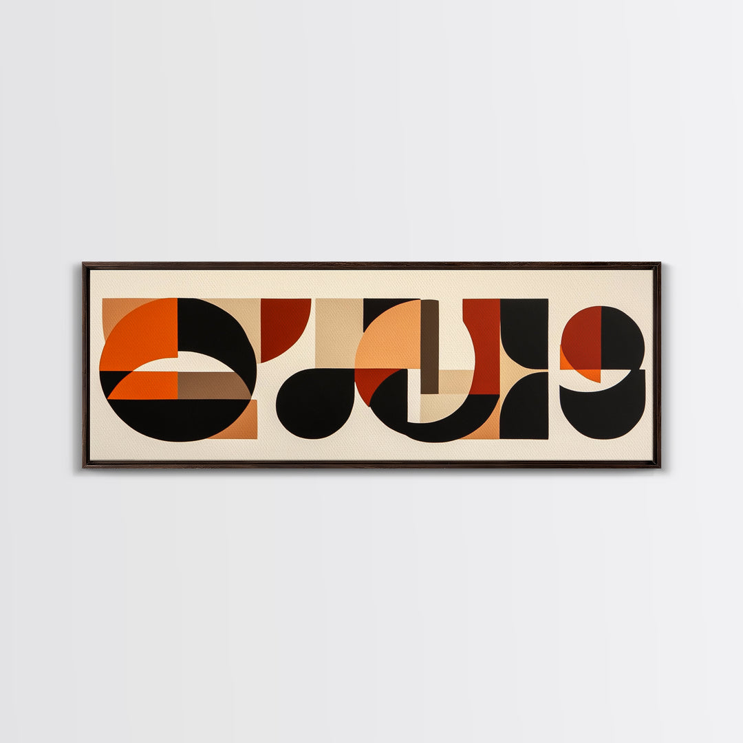 Neutral Wall Art, Earth Tones Mid-century Modern Inspired Geometric Patterns Wall Art, Home Decor, Above Bed Or Sofa Panoramic