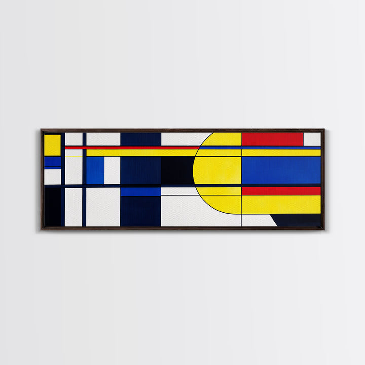 Blue, Yellow and Red Abstract Cubism Art, Framed Canvas Print, Modern Art, MCM Inspired Home Decor