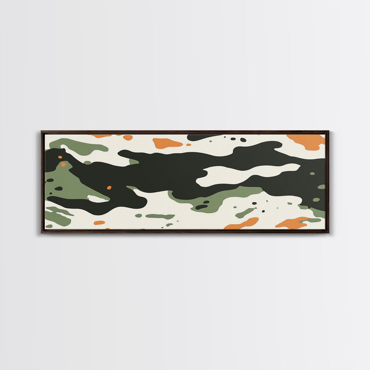 Camoflage, Camo Pattern Wall Art, Framed Canvas Print, Farmhouse Abstract Wall Art, Extra Wide Oversized Wall Art, Cammy Home Decor