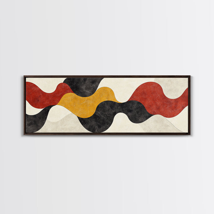 Neutral Abstract Geometric Shapes Pattern Print, Panoramic Wall Art, Extra Wide Minimalist MCM Home Decor