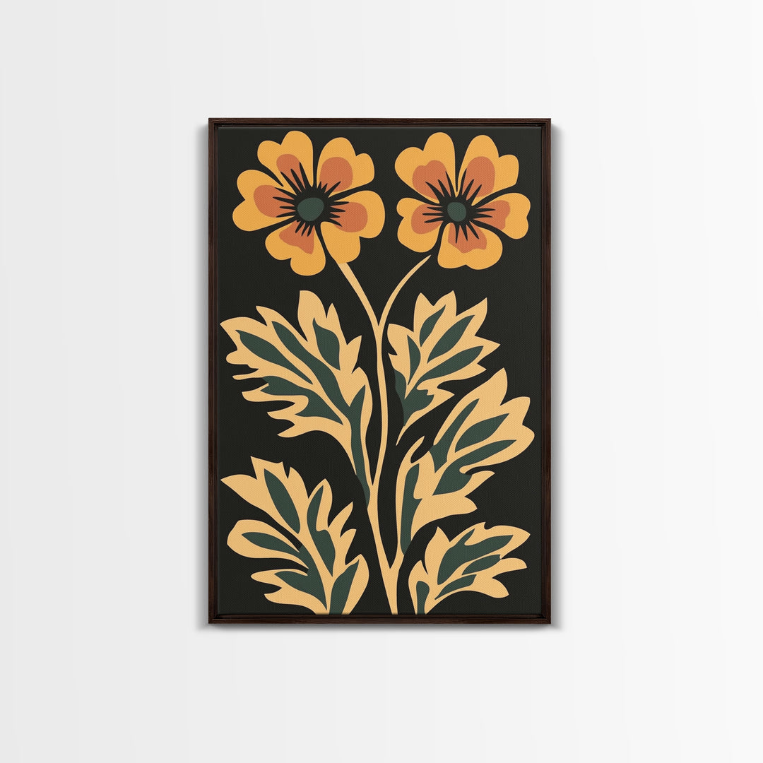 Beautiful Boho Wild Flower Wall Art Canvas Print, Framed Canvas Wall Art Botanical Print Boho Minimalist Home Decor For Living Room