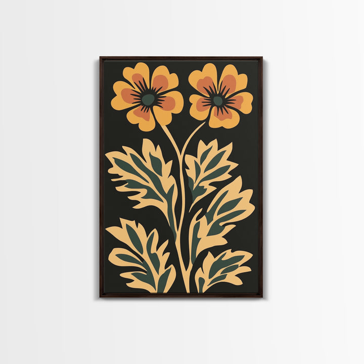 Beautiful Boho Wild Flower Wall Art Canvas Print, Framed Canvas Wall Art Botanical Print Boho Minimalist Home Decor For Living Room