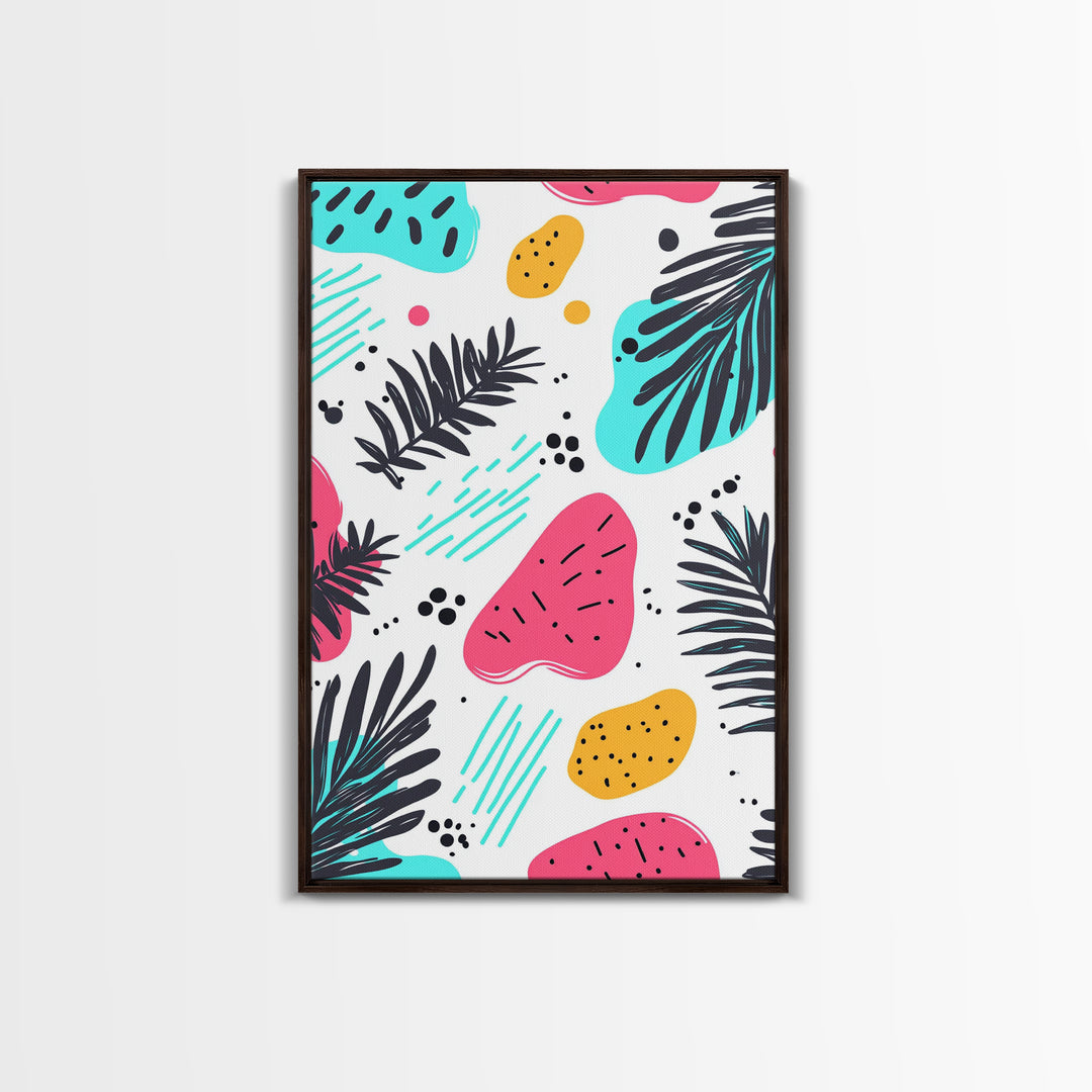 Colorful Abstract Painting Canvas Print, Retro Style Wall Art