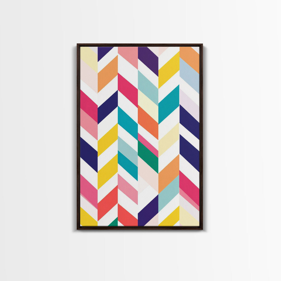 Pastel Chevrons Wall Art, Framed Canvas Print, Wood Framed Wall Art, Framed Wall Art, Gift Idea, Home Decor
