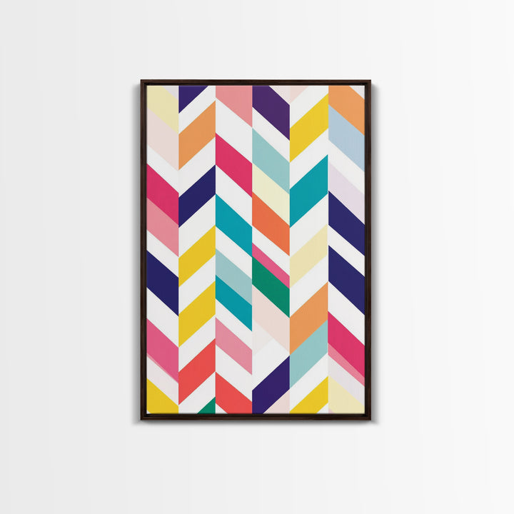 Pastel Chevrons Wall Art, Framed Canvas Print, Wood Framed Wall Art, Framed Wall Art, Gift Idea, Home Decor