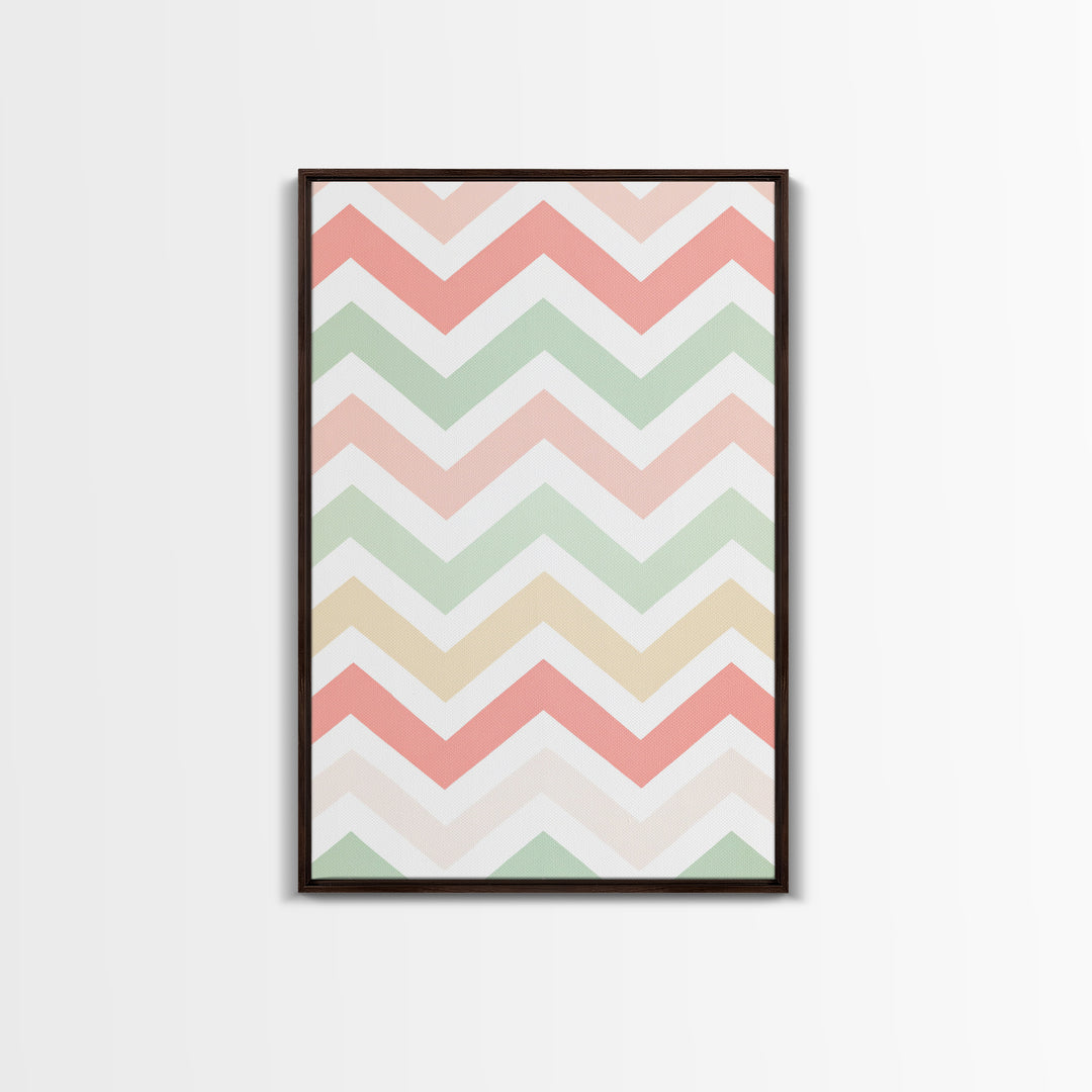 Chevron Zig Zag Pastel Wall Art, Geometric Wood Framed Wall Art, Decorative Wall Accent, Mosaic Wall Decor, Boho Art