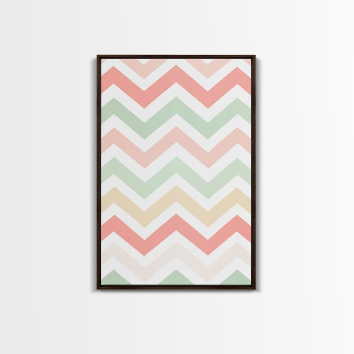 Chevron Zig Zag Pastel Wall Art, Geometric Wood Framed Wall Art, Decorative Wall Accent, Mosaic Wall Decor, Boho Art