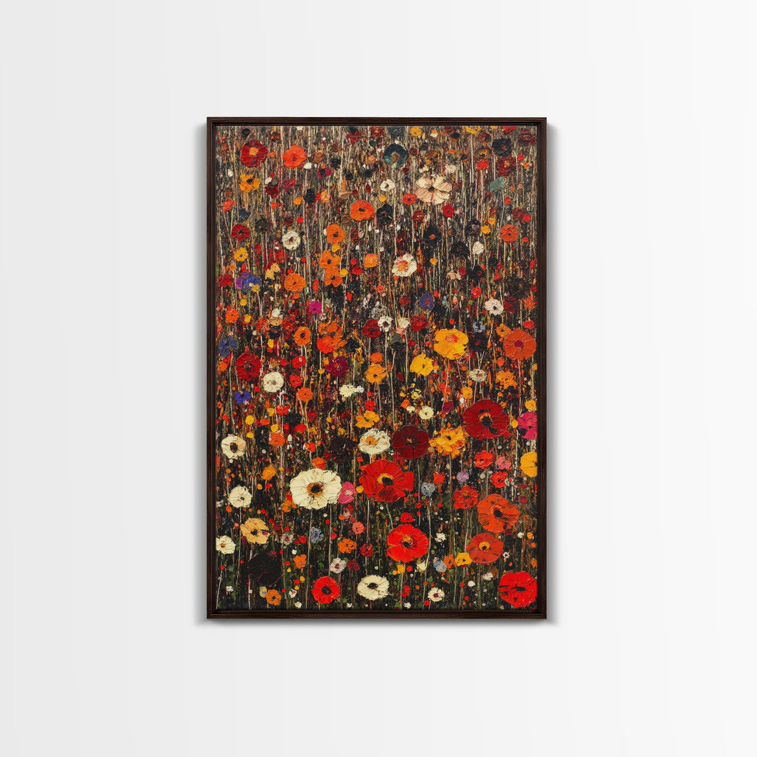 Muted Flower Print, Canvas Print With Wood Frame Boho Home Decor, Flower Art, Kitchen Art Print, Gift For Mom, Living Room Wall Decor