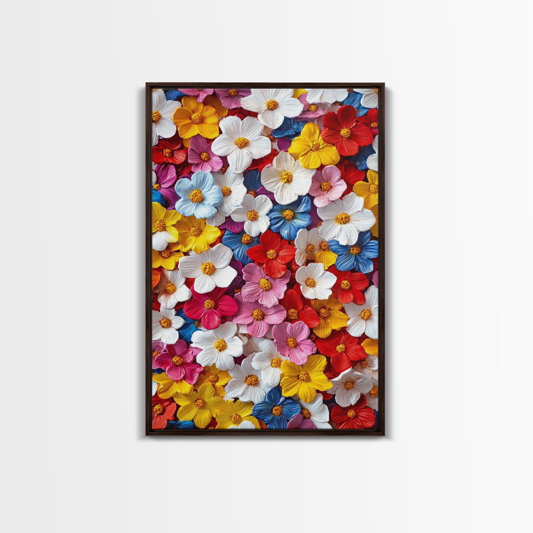 Botanical Prints Wall Art, Framed Canvas Print, 3D Effect Flower Art, Modern Art, Cute Room Decor, Aesthetic Decor, Trendy Wall Art