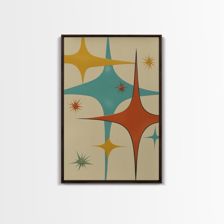Art Deco Star Burst Canvas Print Wall Art, Retro 50s Style, Starburst, Mid-Century Modern Wall Art