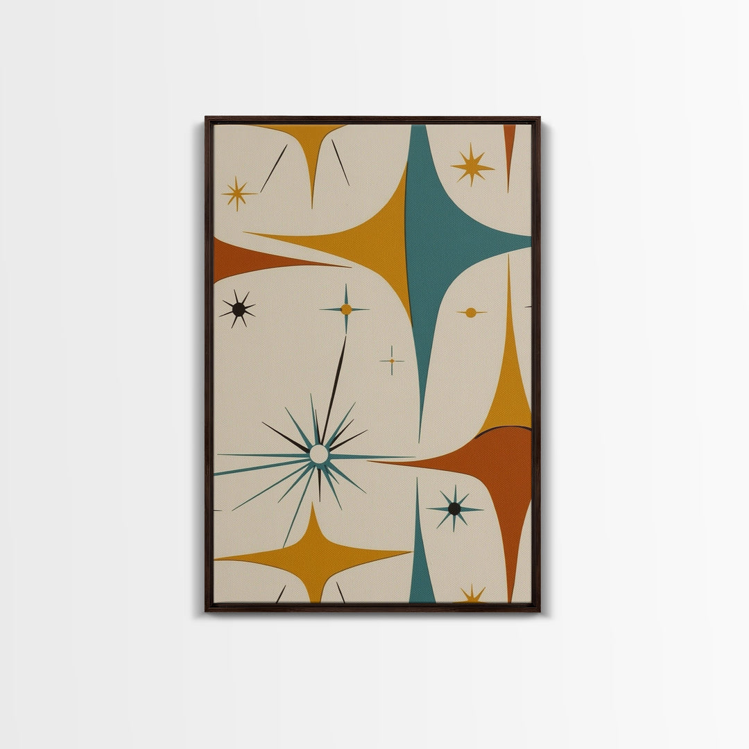 Art Deco Star Burst Canvas Print Wall Art, Retro 50s Style, Starburst, Mid-Century Modern Wall Art, Minimalist Home Decor, Modern Art