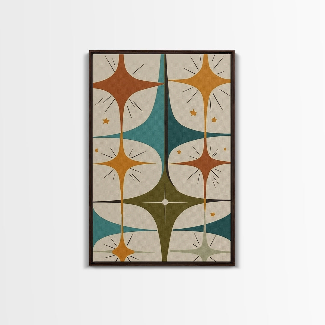 Art Deco Star Burst Canvas Print Wall Art, Retro 1950s Style, Starburst, Mid-Century Modern Wall Art, Minimalist Home Decor, Modern Art