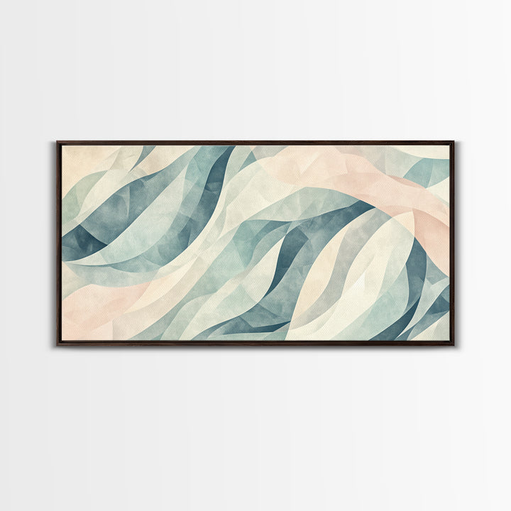 Pastel Abstract Canvas Print, Retro Kids Room Decor, Large Modern Art, Line Art Print