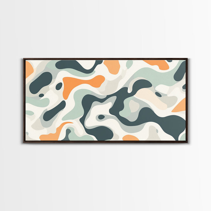 Abstract Camo Pattern Wall Art Framed Canvas Print, Man Cave Decor, Gift For Him, Retro Modern Abstract Art