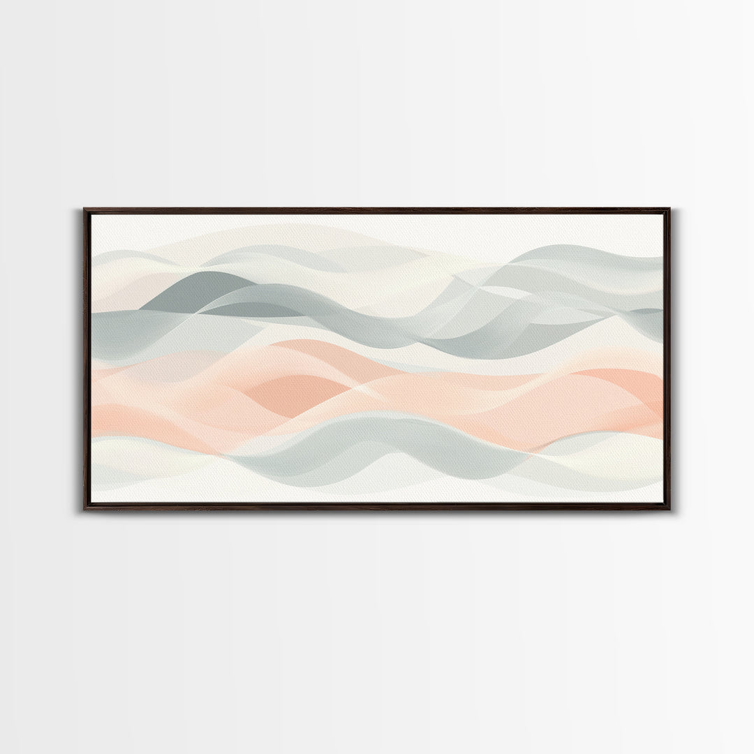 Retro Wall Art MCM Inspired Abstract Art, Mid-Century Modern Art, Retro Geometric Art, Ocean Waves, Modern Abstract Pastel Painting