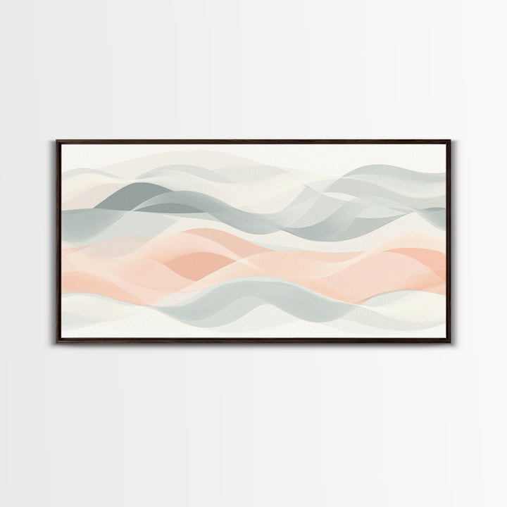 Retro Wall Art MCM Inspired Abstract Art, Mid-Century Modern Art, Retro Geometric Art, Ocean Waves, Modern Abstract Pastel Painting