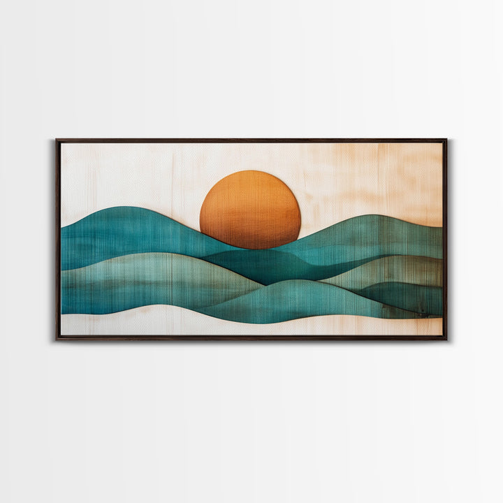 Abstract Minimalist Art Deco Landscape Canvas Print, Boho Home Decor, Bohemian Wall Art, Tiny House Wall Art