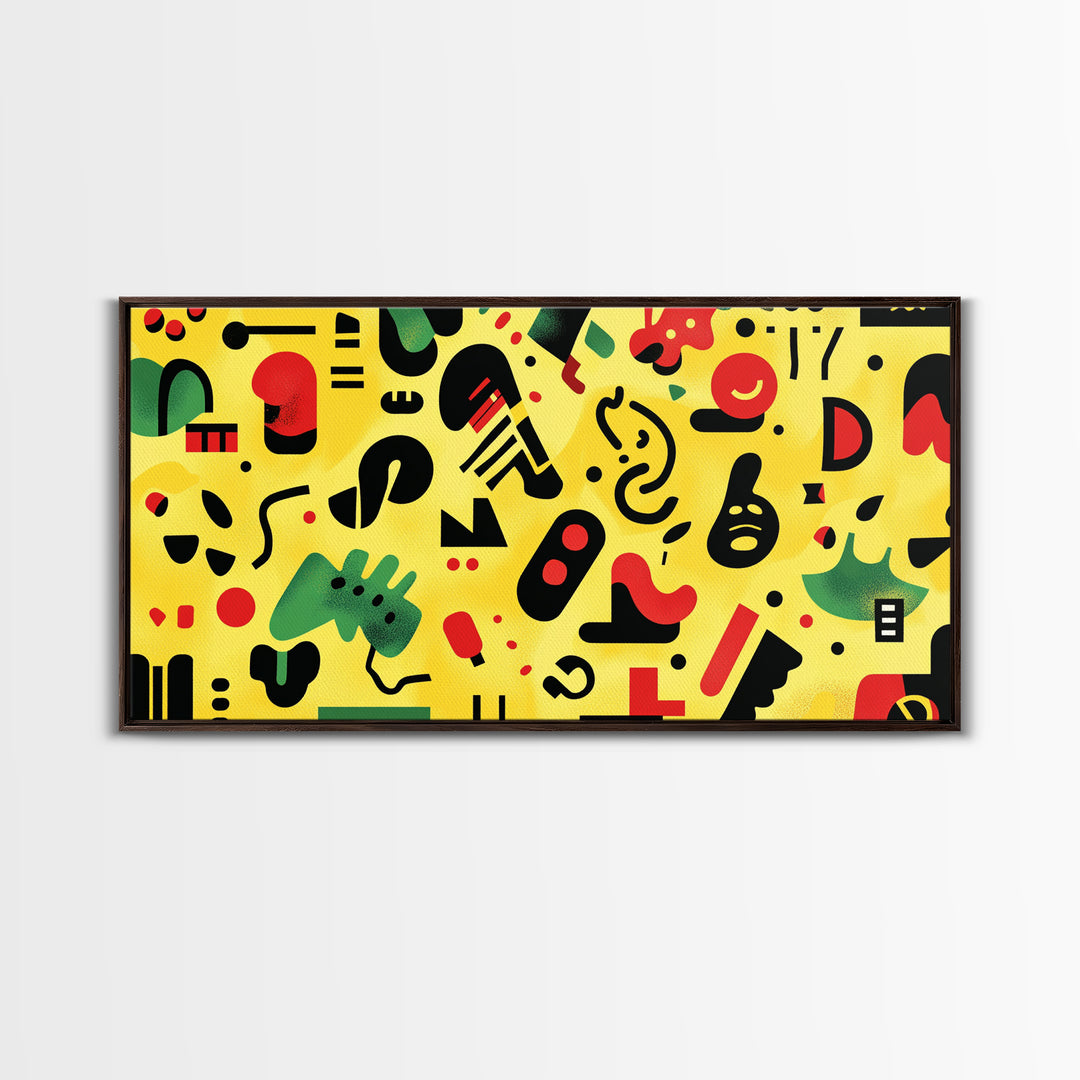 Boy's Room Or Nursery Room Wall Art Framed Canvas Print, Retro 90s Style Wall Art, Kid's Room Wall Art