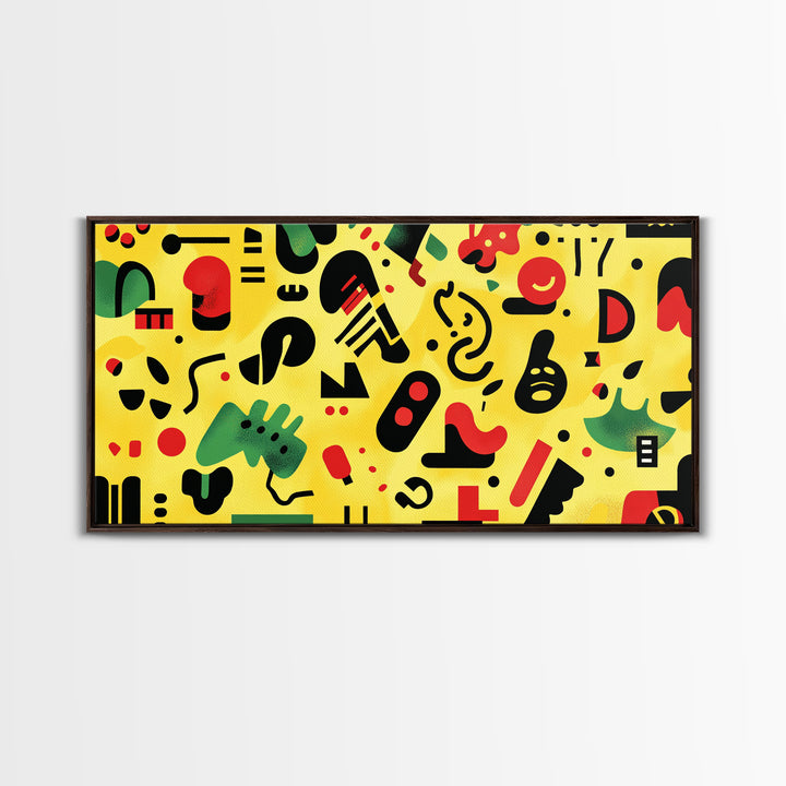 Boy's Room Or Nursery Room Wall Art Framed Canvas Print, Retro 90s Style Wall Art, Kid's Room Wall Art