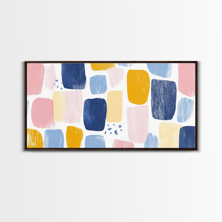 Abstract Painting Print, Wood Framed Wall Art, Preppy Decor, Girl's Dorm Room Wall Art, Apartment Decor