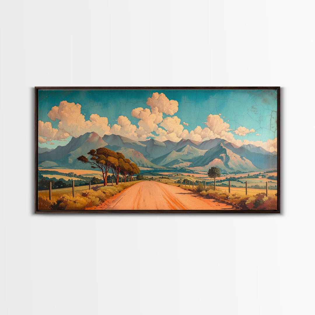 Nevada Desert Dirt Road Framed Canvas Print, Nature Print, Minimalist Wall Art, Life In The Desert, Rustic Farmhouse Above Sofa Wall Art
