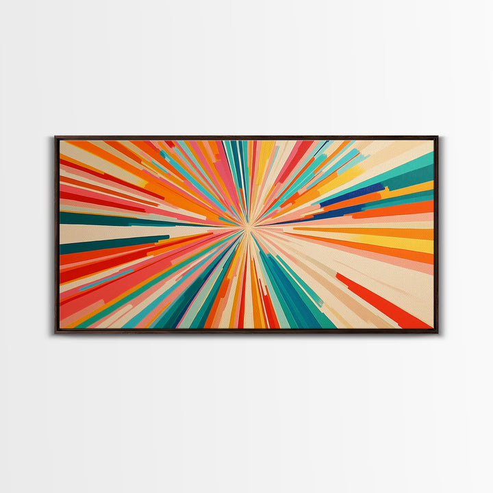Beautiful Art Deco Sun Burst Wall Art Canvas Print, Unique Wall Decor, ready to hang framed wall art, living room decor