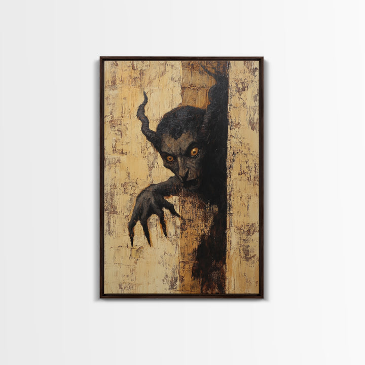 Demon Painting Print, Dark Macabre Wall Art, Original Satyr Painting, Witchy Decor, Wall Art For Witches, Witch Familiar Painting