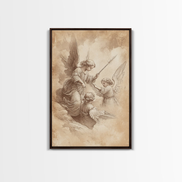 Angelic Painting Print, Framed Canvas Print, Angelic Wall Art, Abstract Angel Artwork, Personalized Gifts, Guardian Angels