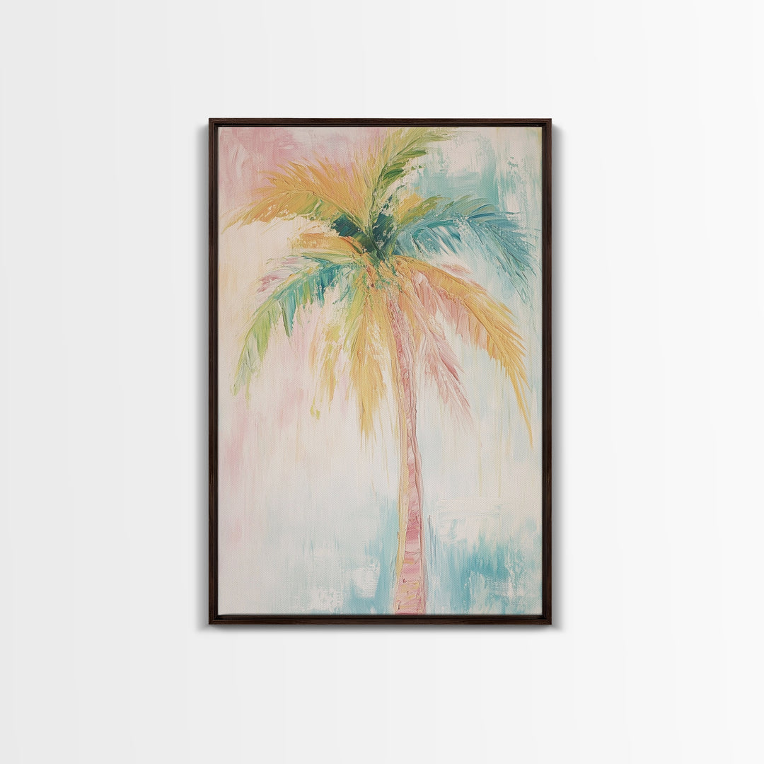 Oil Painting Print of a Palm Tree, Coastal Decor, Beach House Art, Beach Art, Vacation Gift, Pink Decor, Preppy Decor, Preppy Art
