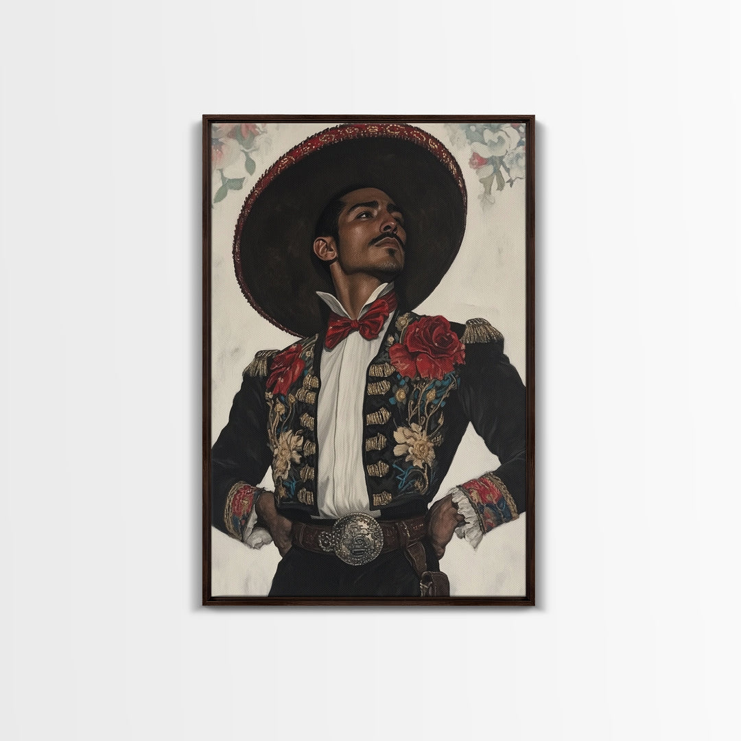 The Matador Painting Print, Chicano Art Framed Canvas Print, Traditional Mexican Wall Decor, Mexican Wall Art, Cultural Decor, Vibrant Decor