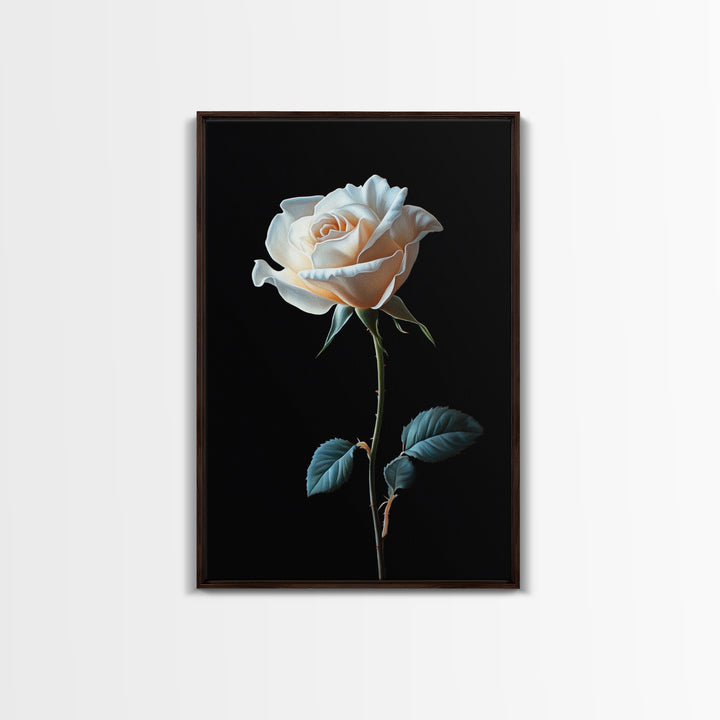 Still Life Photograph of a White Rose, Framed Canvas Print, Rose Painting, Rose Decor, Rose Wall Art, Mother's Day Gift Idea, Flower Wall Art