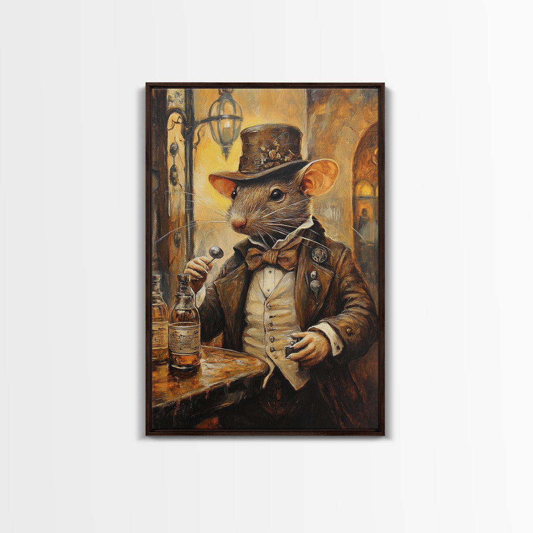 Dapper Rat Gentleman Canvas Print, Wood Framed Wall Art, Rat Painting, Rat Decor, Rat Lover Gift Idea
