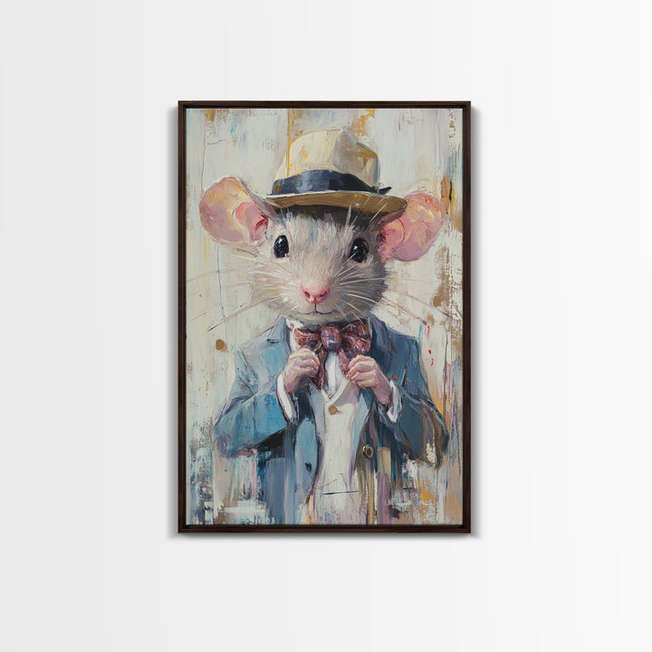 Dapper Rat Gentleman Canvas Print, Pet Rat Prints, Vintage Rat Art, Dressed Pets, Animals in Clothes, Pet in Costume Wall Art