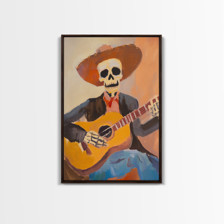 Chicano Cowboy Guitarist Canvas Print - Tejano Wall Art - Mexicano Home Decor - Mexican Style Cultural Artwork