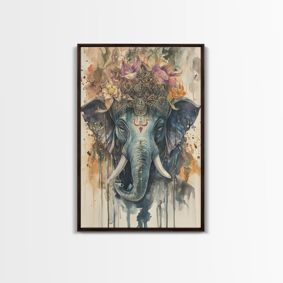 Ganesh Wall Art, Ganesha Painting Print, Framed Canvas Print, Painting of Ganesha, Ganesh Art, Hindu Art, Hinduism Home Decor