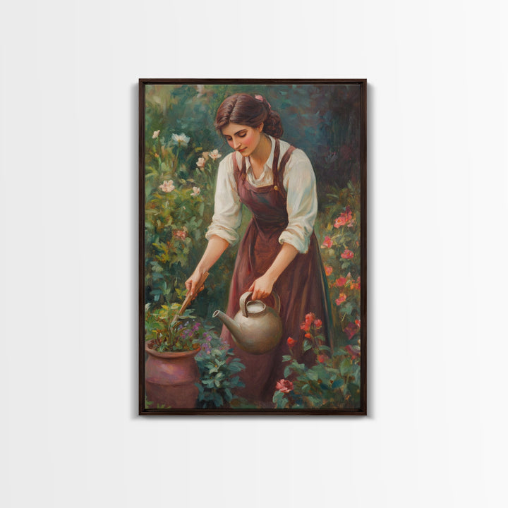 Canvas Art Print - In The Garden - Woman In Garden Painting Wall Art Print - Extra Large Art - Gardening Wall Art - Gardening Gift Idea